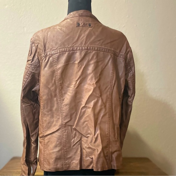 Lane Bryant • Brown Vegan Faux Leather Biker/Motorcycle Jacket Distressed - Picture 3 of 8